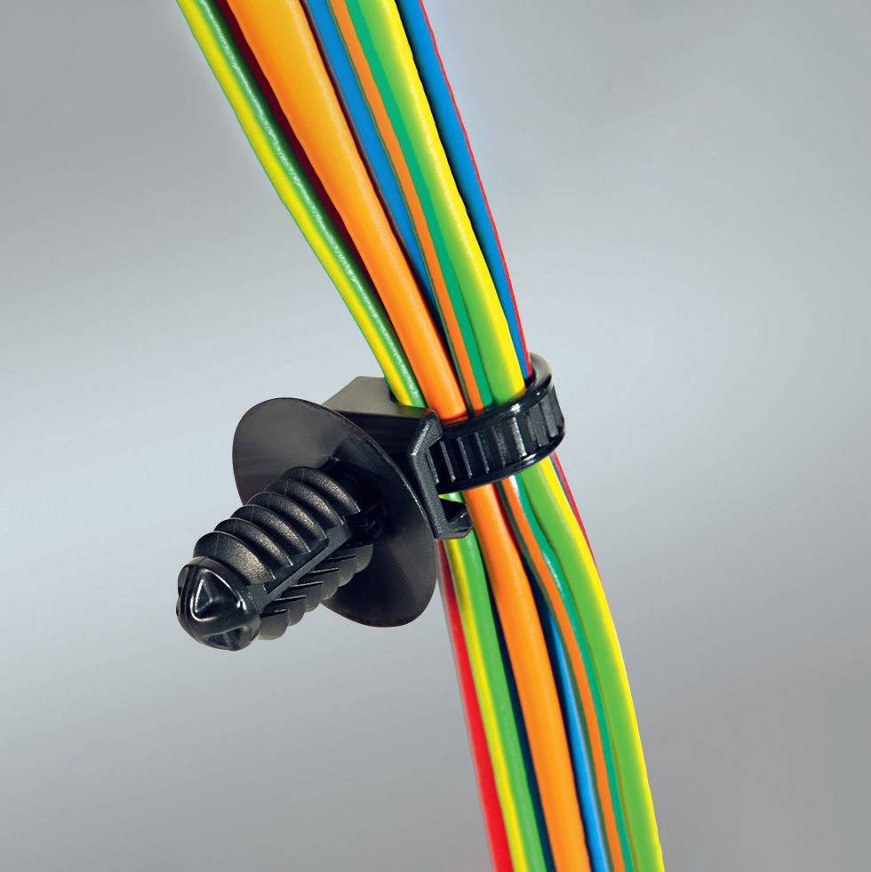 帶杉樹頭和圓盤的一體式固定扎帶 PA66HS